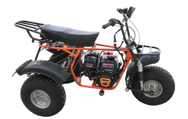 Трицикл Мотомир САФАРИ-3LЕ-8+ ТРИТОН 2 (длинное седло, сзади 2 амортизатора Урал) оранжевая рама | Мототека